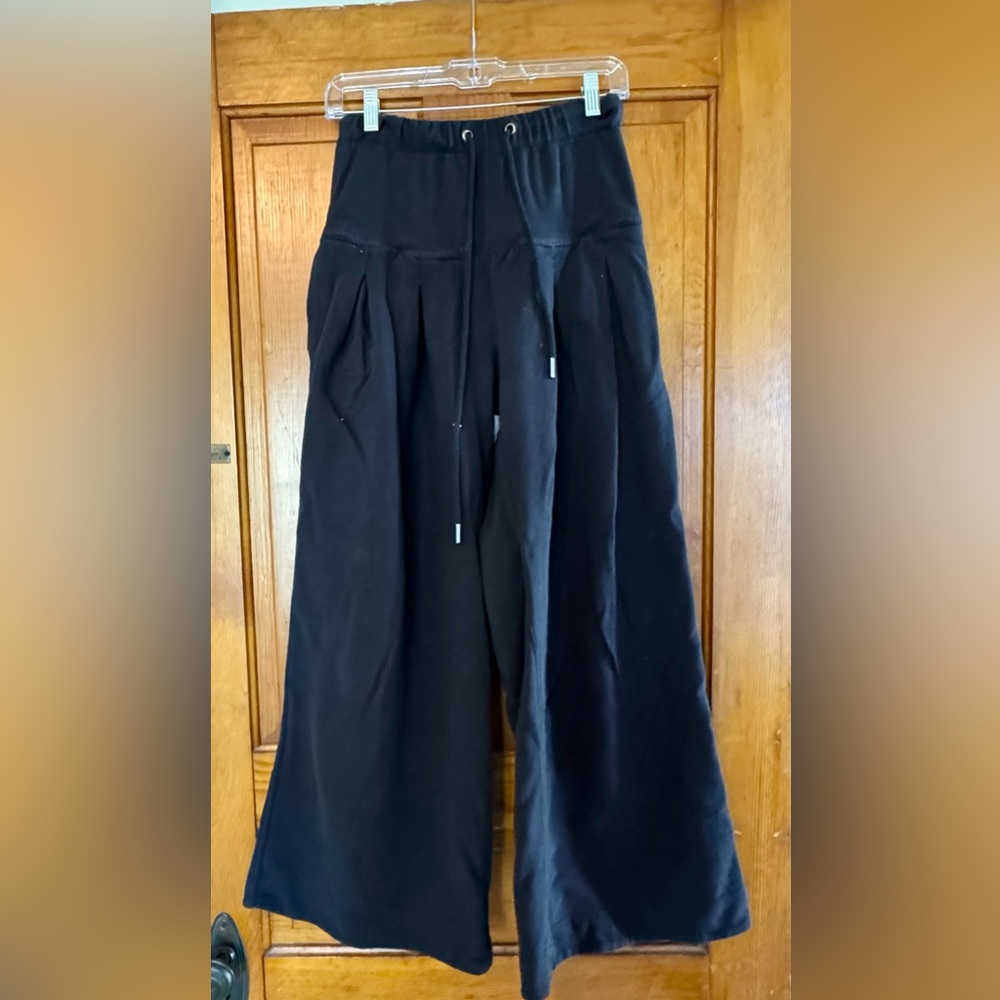 Free people Black Wide-Leg Pants with draw string waist band.